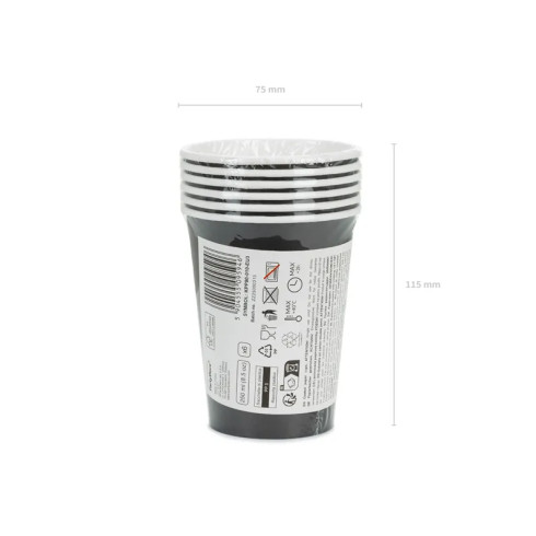 Fekete papír pohár 250 ml, eldobható (6 db/csomag) Fekete papír pohár 250 ml, eldobható (6 db/csomag)