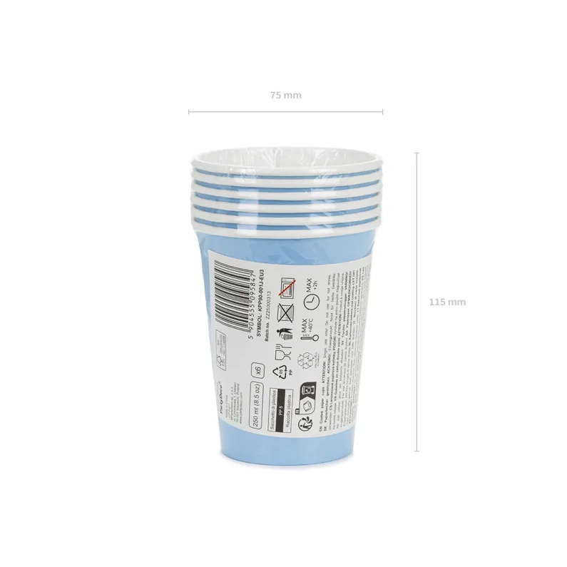 Papirnati kozarci svetlo modri 250 ml – 6 kosov