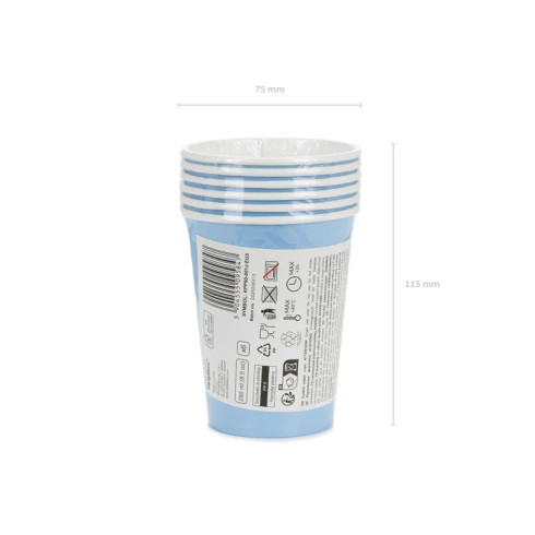 Világoskék papír pohár 250 ml – 6 darabos csomag Világoskék papír pohár 250 ml – 6 darabos csomag
