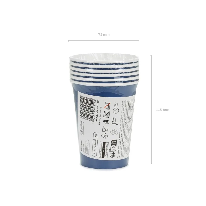 Sötétkék papírpohár 250 ml – 6 darabos csomag