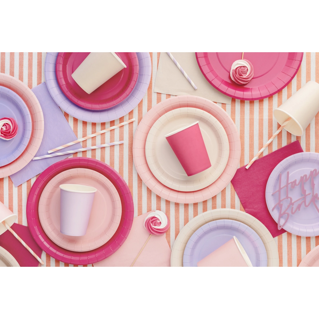 Pahare din hârtie roz închis 250 ml – set de 6 bucăți