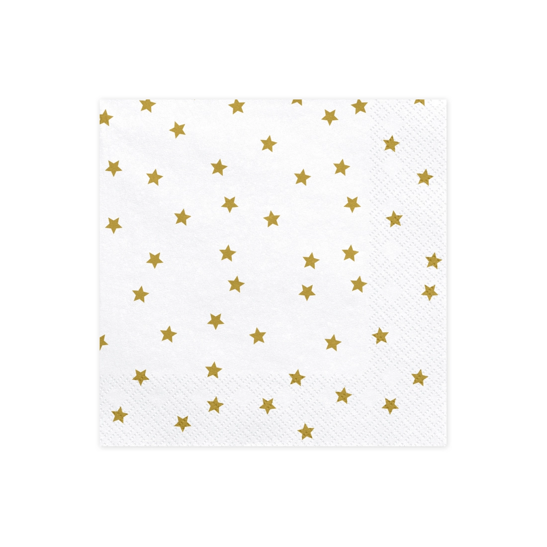Papirnati prtički beli z zlatimi zvezdami 33 x 33 cm – 20 kos