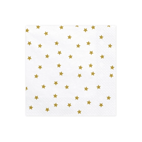 Șervețele din hârtie albe cu stele aurii 33x33 cm – 20 buc.