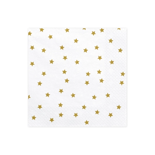 Șervețele din hârtie albe cu stele aurii 33x33 cm – 20 buc.