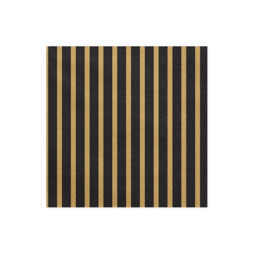 Șervețele de hârtie negre cu dungi aurii 33x33 cm – 20 buc.