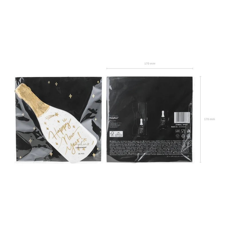 Papirnati prtički steklenica šampanjca – silvestrovo, 20 kos