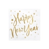 Papirnati prtički Happy New Year beli z zlatimi zvezdicami 33 x 33 cm