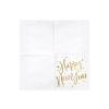 Papirnati prtički Happy New Year beli z zlatimi zvezdicami 33 x 33 cm