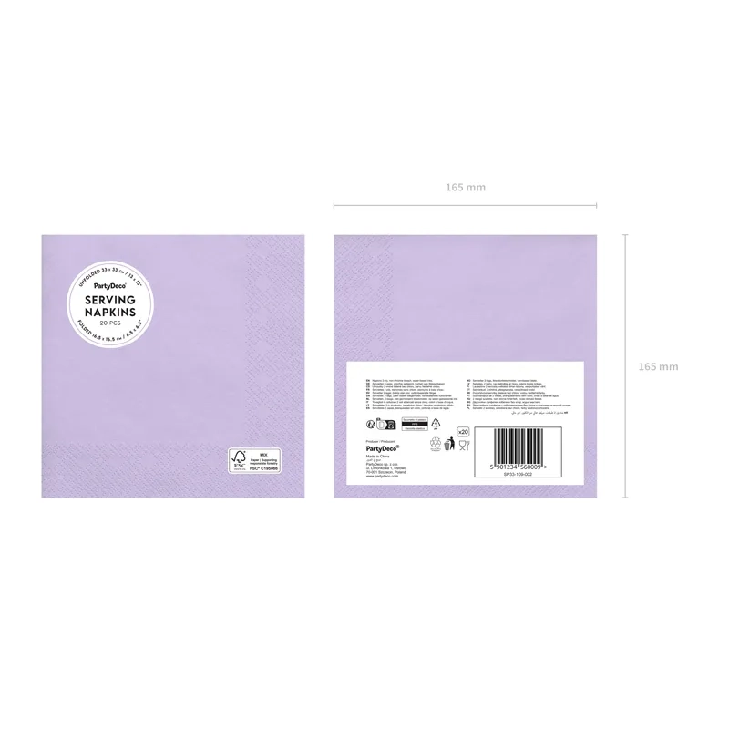 Levendula színű papírszalvéta 33x33 cm – 20 db/csomag