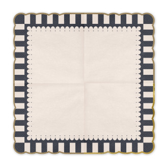 Papirnati prtički s črno‑zlatim robom 33 × 33 cm, 12 kosov