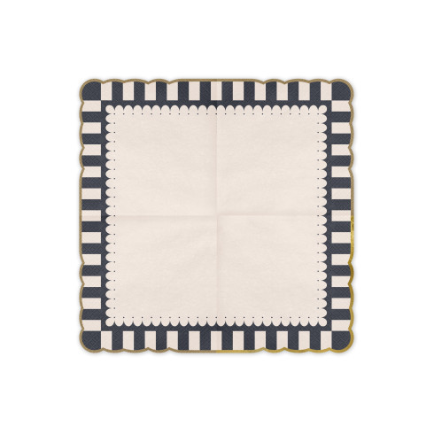 Papirnati prtički s črno‑zlatim robom 33 × 33 cm, 12 kosov
