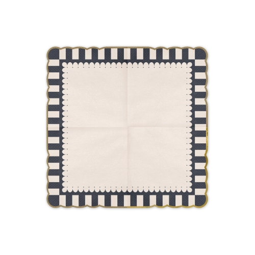 Șervețele din hârtie cu margine negru-aurie 33x33 cm, 12 buc.