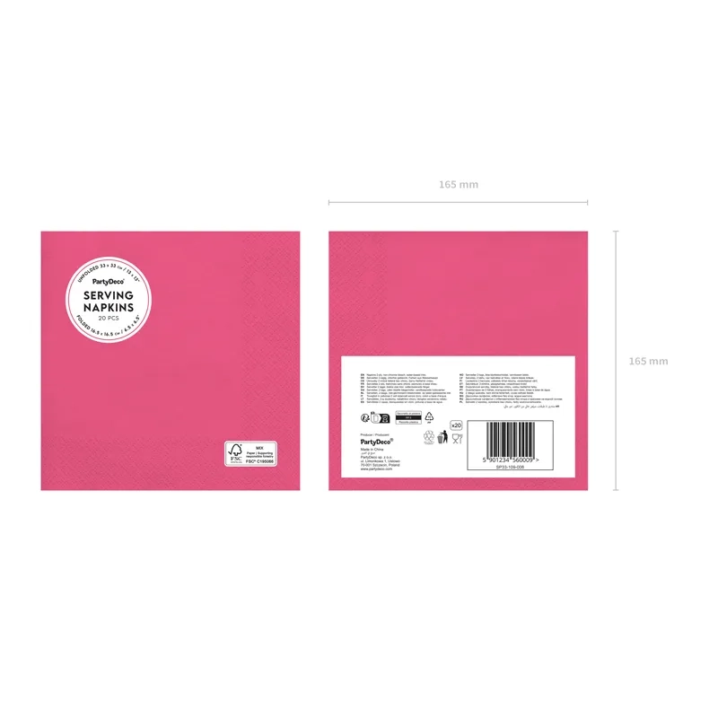 Sötét rózsaszín papírszalvéta 33x33 cm – 20 db/csomag