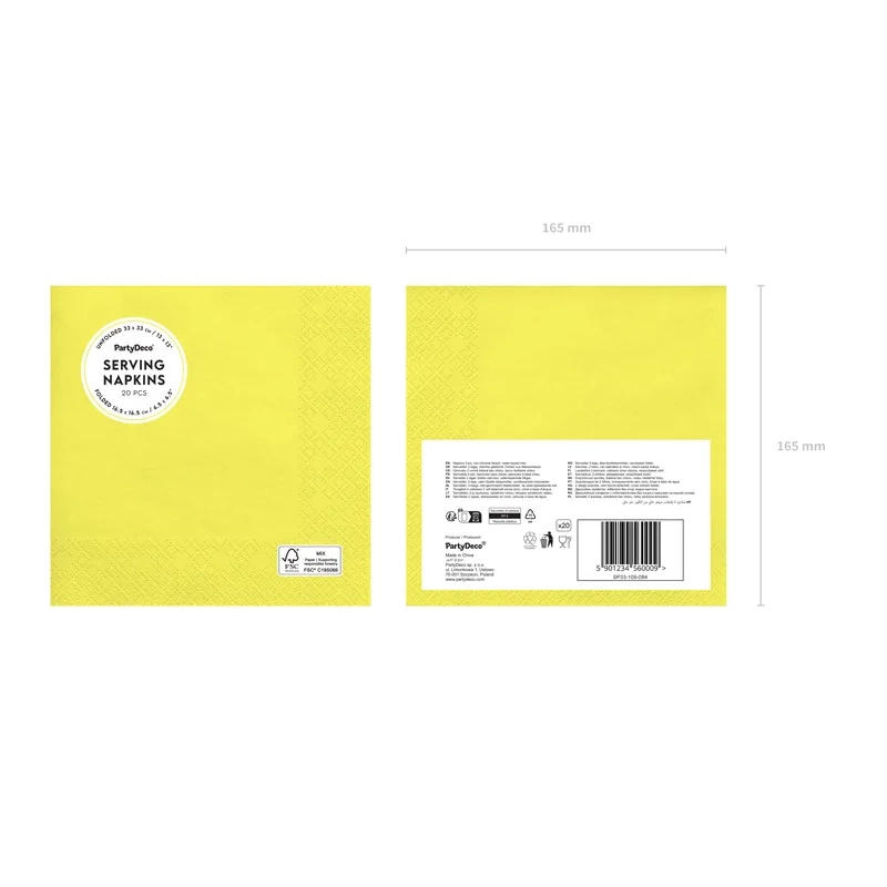 Șervețele de hârtie galbene 33x33 cm – pachet 20 buc.