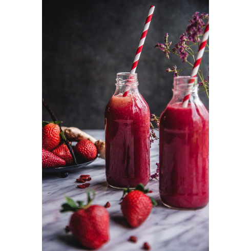 Papirnate slamice rdeče z belim črtastim vzorcem 19,5 cm – 10 kosov, ekološke