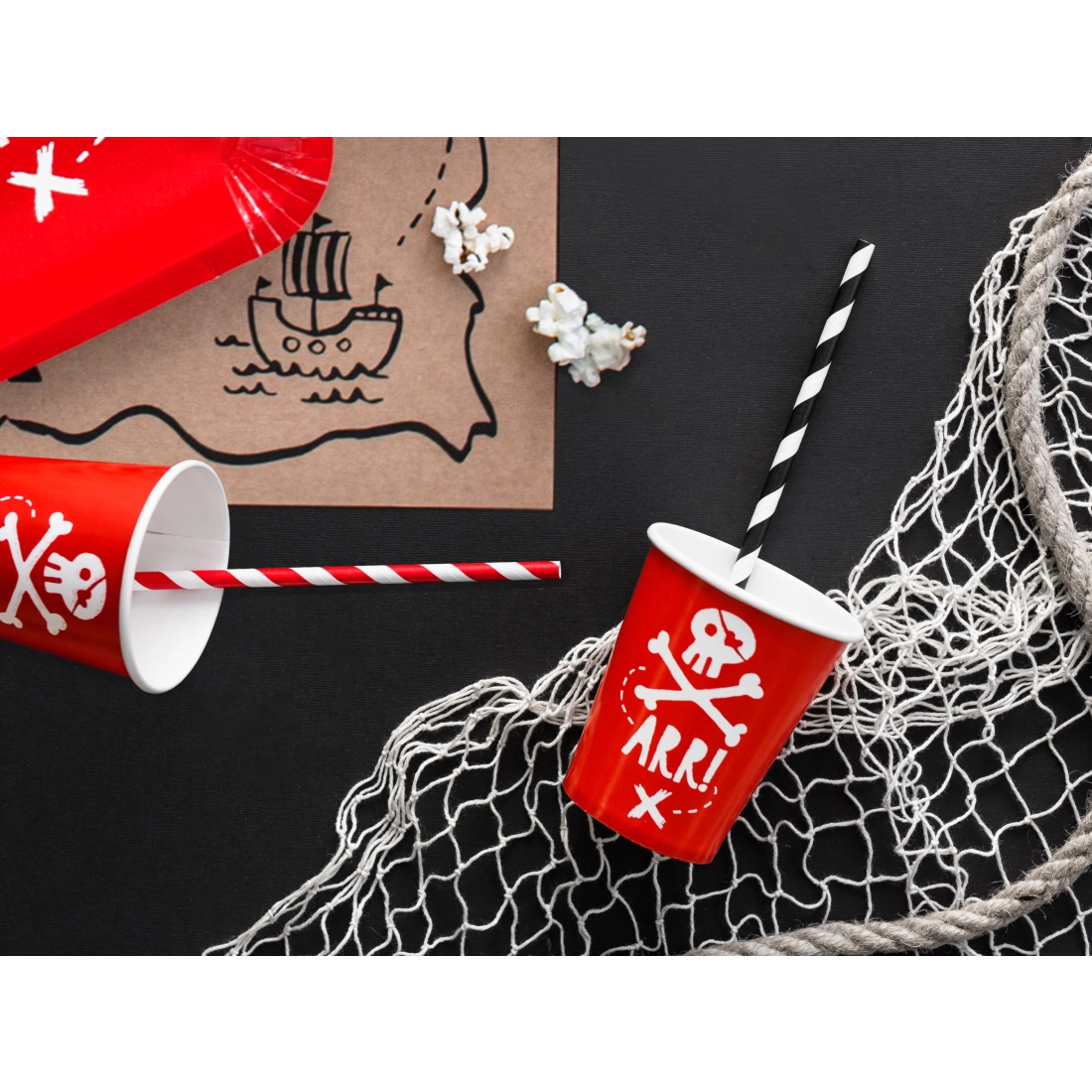 Paie din hârtie roșii cu dungi albe 19,5 cm – 10 bucăți, ecologice