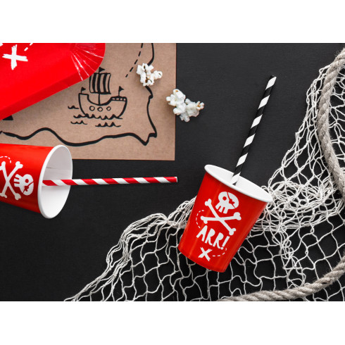 Papirnate slamice rdeče z belim črtastim vzorcem 19,5 cm – 10 kosov, ekološke