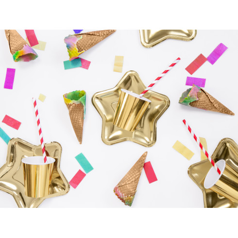 Papirnate slamice rdeče z belim črtastim vzorcem 19,5 cm – 10 kosov, ekološke