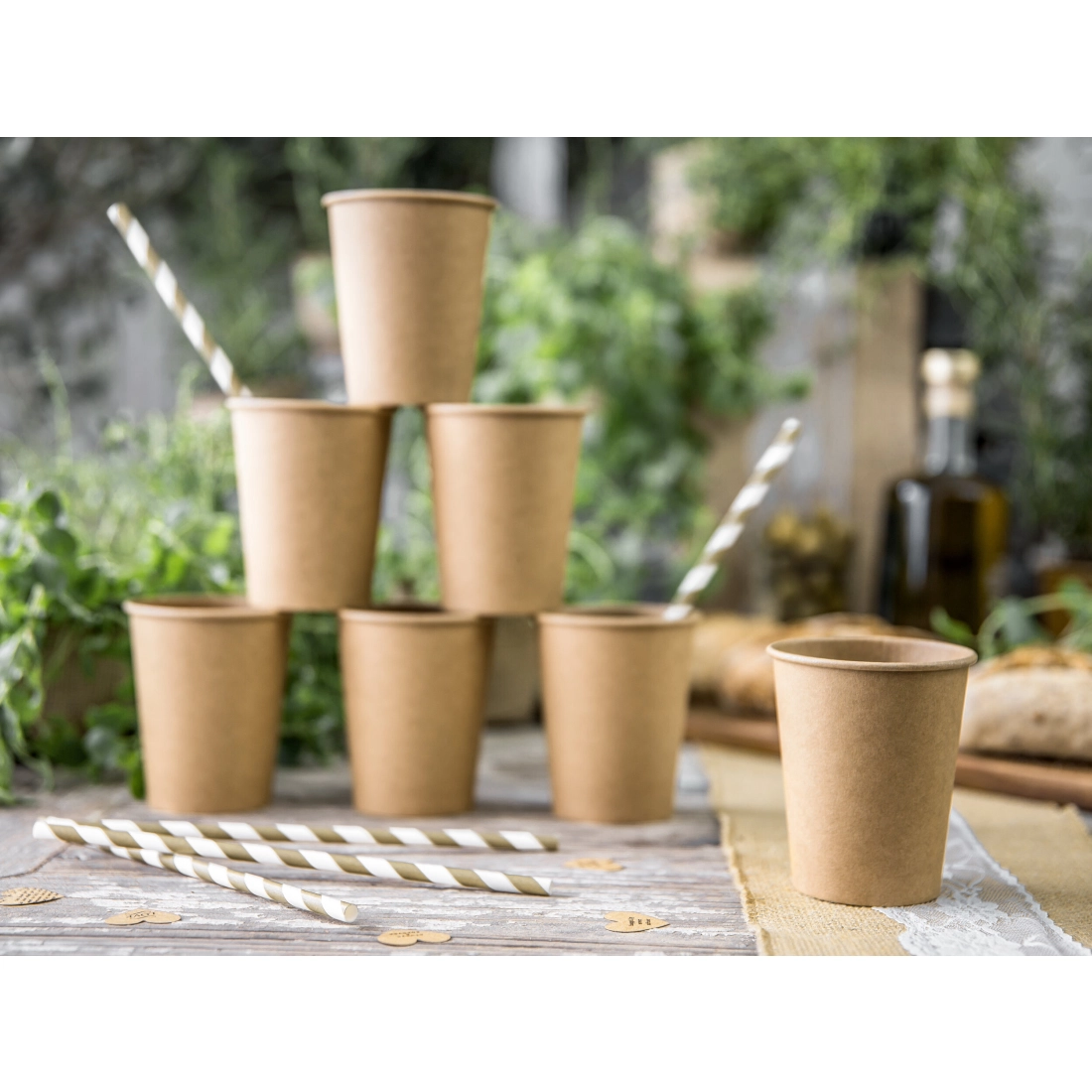 Papirnate slamice zlate črtaste 19,5 cm – 10 kos