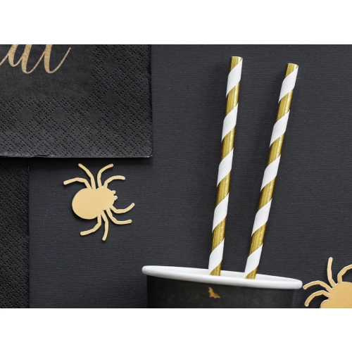 Arany-fehér csíkos papír szívószál 19,5 cm – 10 db