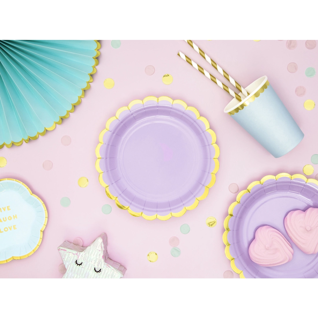 Papirnate slamice v zlati barvi z belimi črtami 19,5 cm – 10 kos