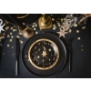 Papirnati krožniki Črne ure z zlatim motivom 18 cm, 6 kos