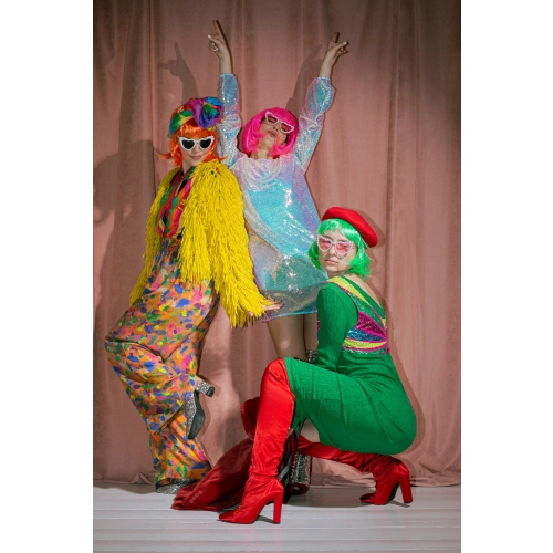 Pernucă Cleopatra roz neon, păr mediu pentru carnaval