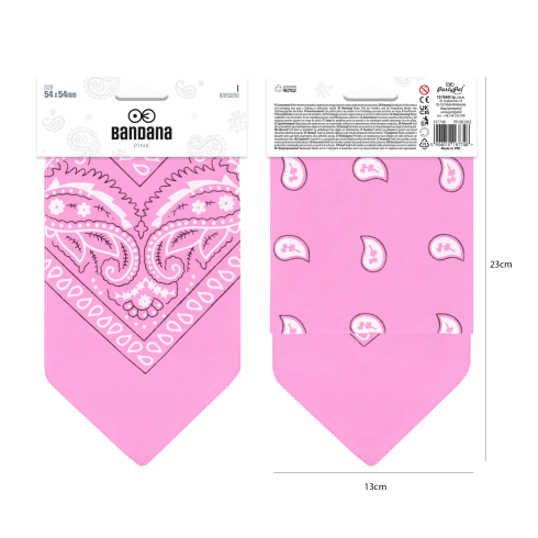 Party bandana ružová bavlnená dekorácia 54x54 cm