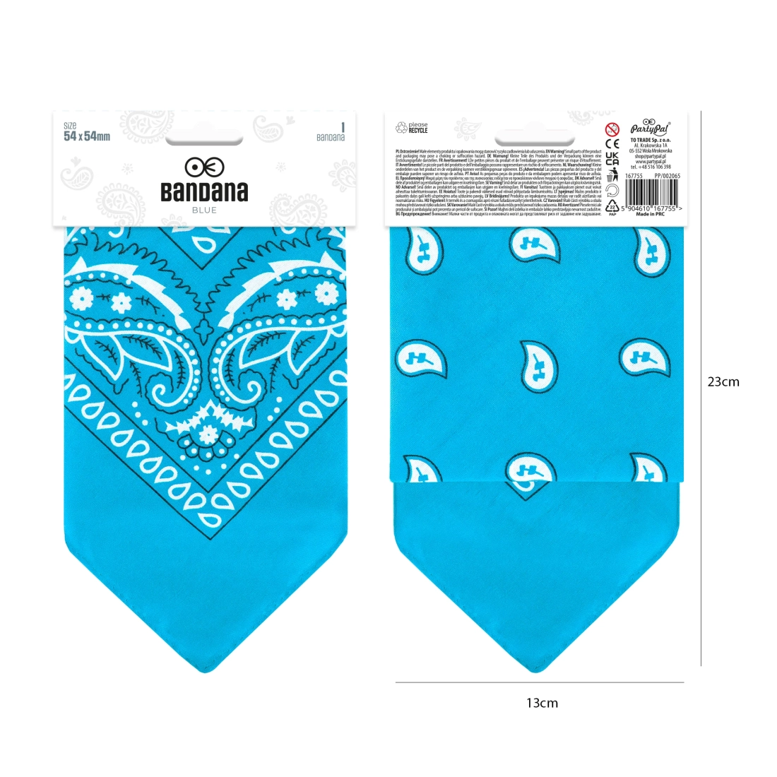 Party bandana šatka bavlnená modrá