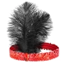 Party traka za kosu 20-ih s fliterima i perjem crvena