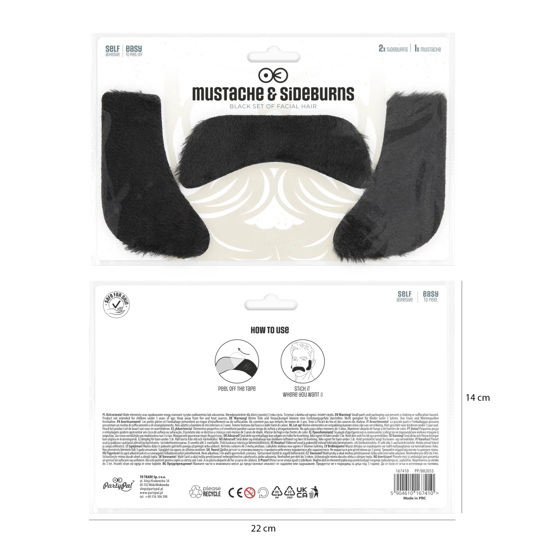 Party fúzy a bokombrady samolepiace set 3 ks