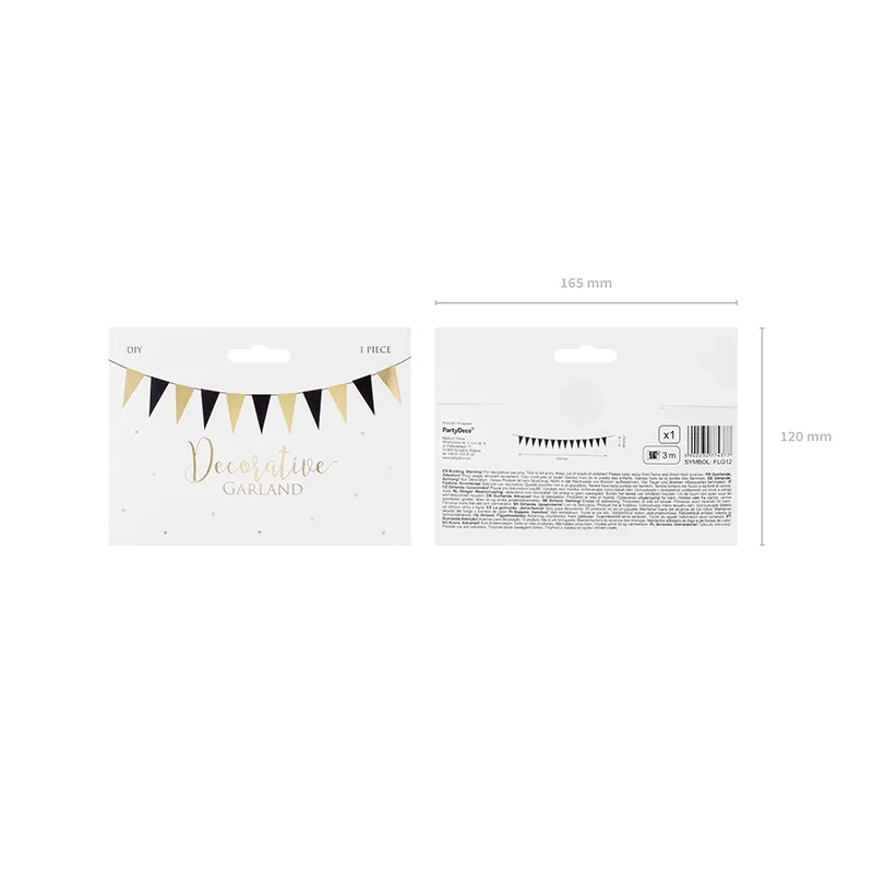 Party girlanda črno-zlata, 2,15 m, 14 zastavic, DIY komplet