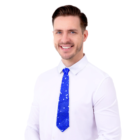 Praznična kravata s kobaltno modrimi bleščicami