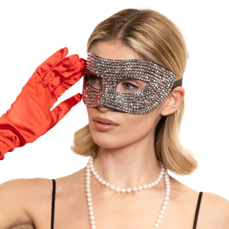 Party maska so striebornými kamienkami