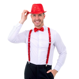 Party metuljček rdeč s flitri