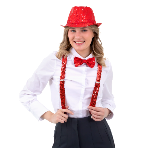 Party metuljček rdeč s flitri