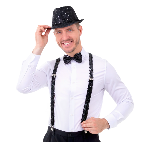 Party metuljček črn s bleščicami, nastavljiv