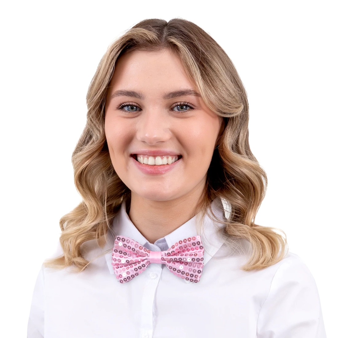 Party leptir-mašna za vrat sa svjetloružičastim šljokicama