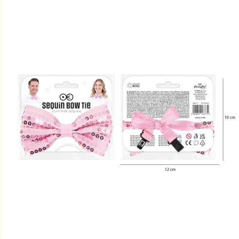 Party metuljček za na vrat, svetlo rožnat z bleščicami