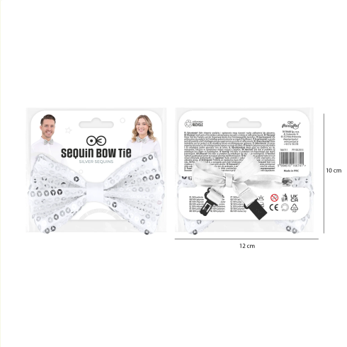 Party metuljček za okoli vratu srebrn bleščeč