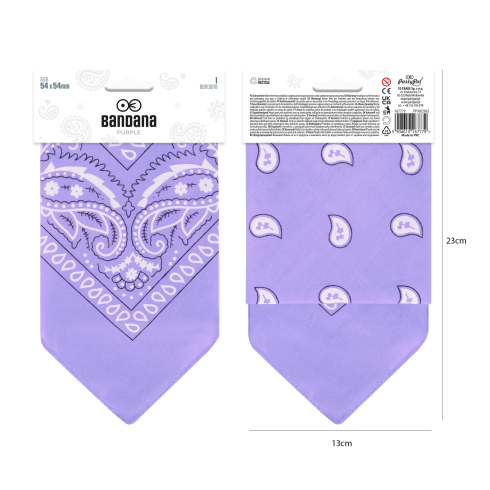 Party šatka bandana bavlnená fialová 54x54 cm