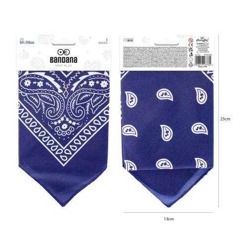 Party šatka bandana bavlnená tmavomodrá 54x54 cm