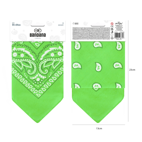 Party šatka bandana bavlnená zelená 54x54 cm