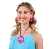 Party set ogrlica i klipse peace neon ružičaste