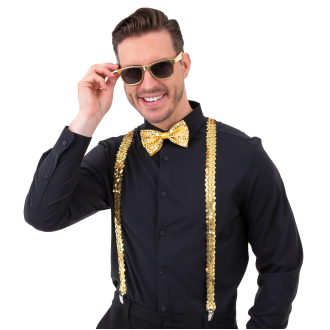 Party set okuliare, motýlik a traky zlaté flitrované