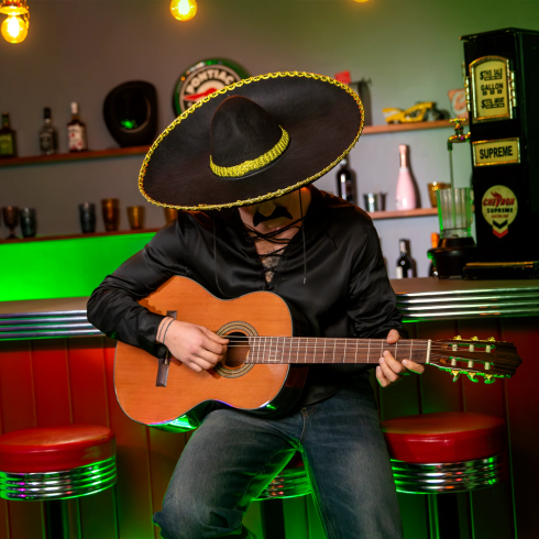 Party sombrero mexický klobúk so zlatým lemovaním