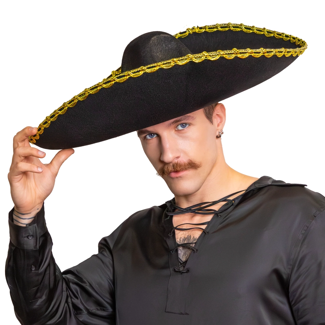 Party sombrero mexický klobúk so zlatým lemovaním