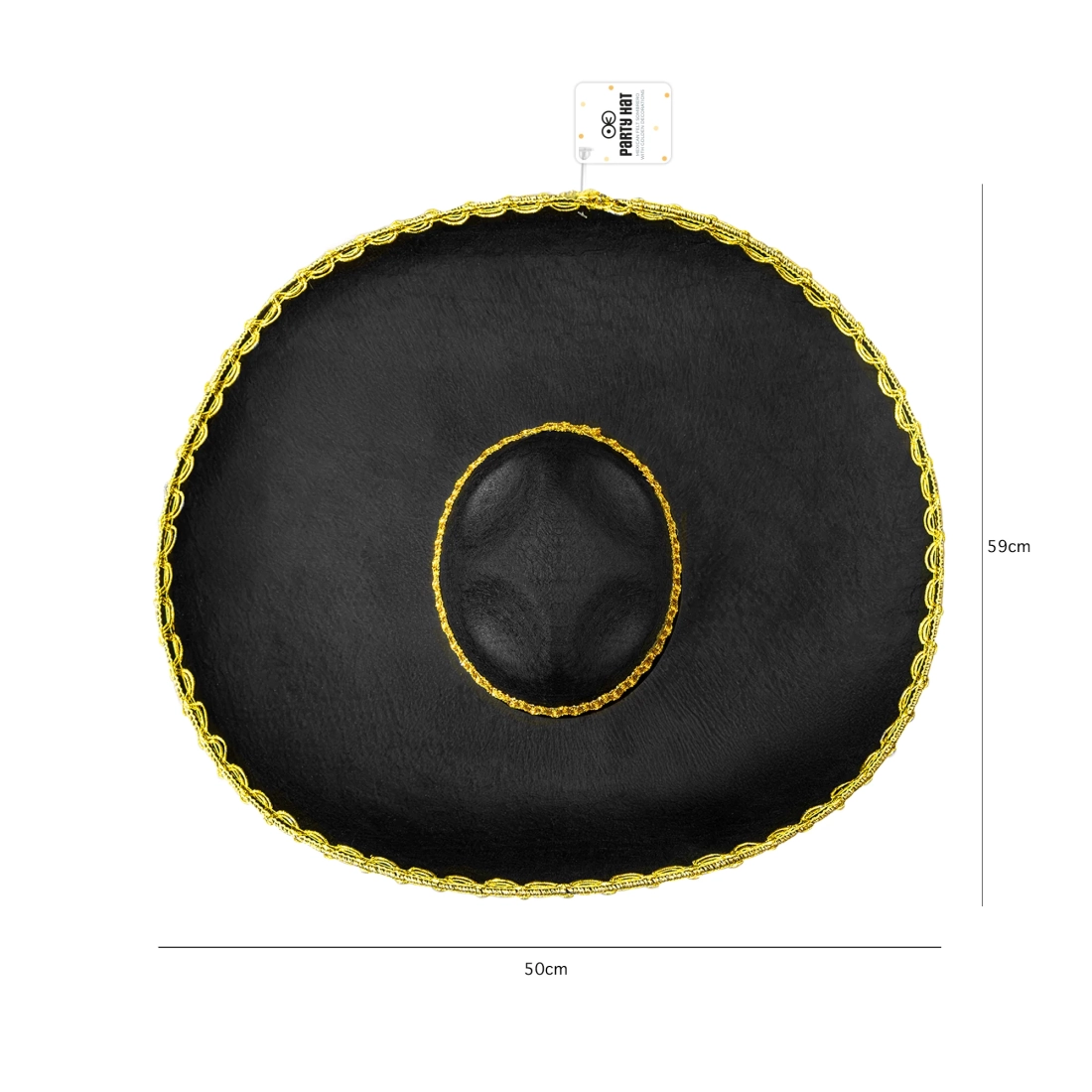 Party sombrero mexický klobúk so zlatým lemovaním