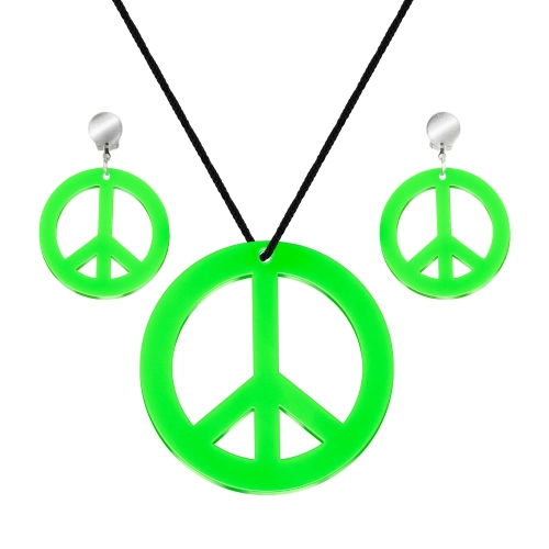 Set de bijuterii pentru petrecere, colier și clipsuri, verde neon