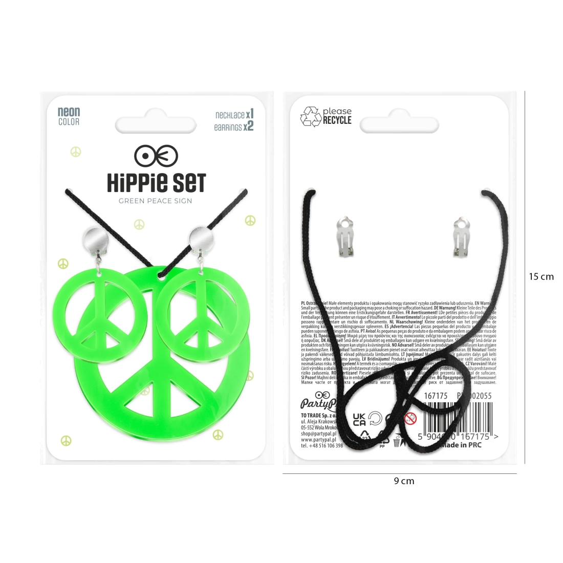 Party set nakita: ogrlica i klipse u neonski zelenoj boji